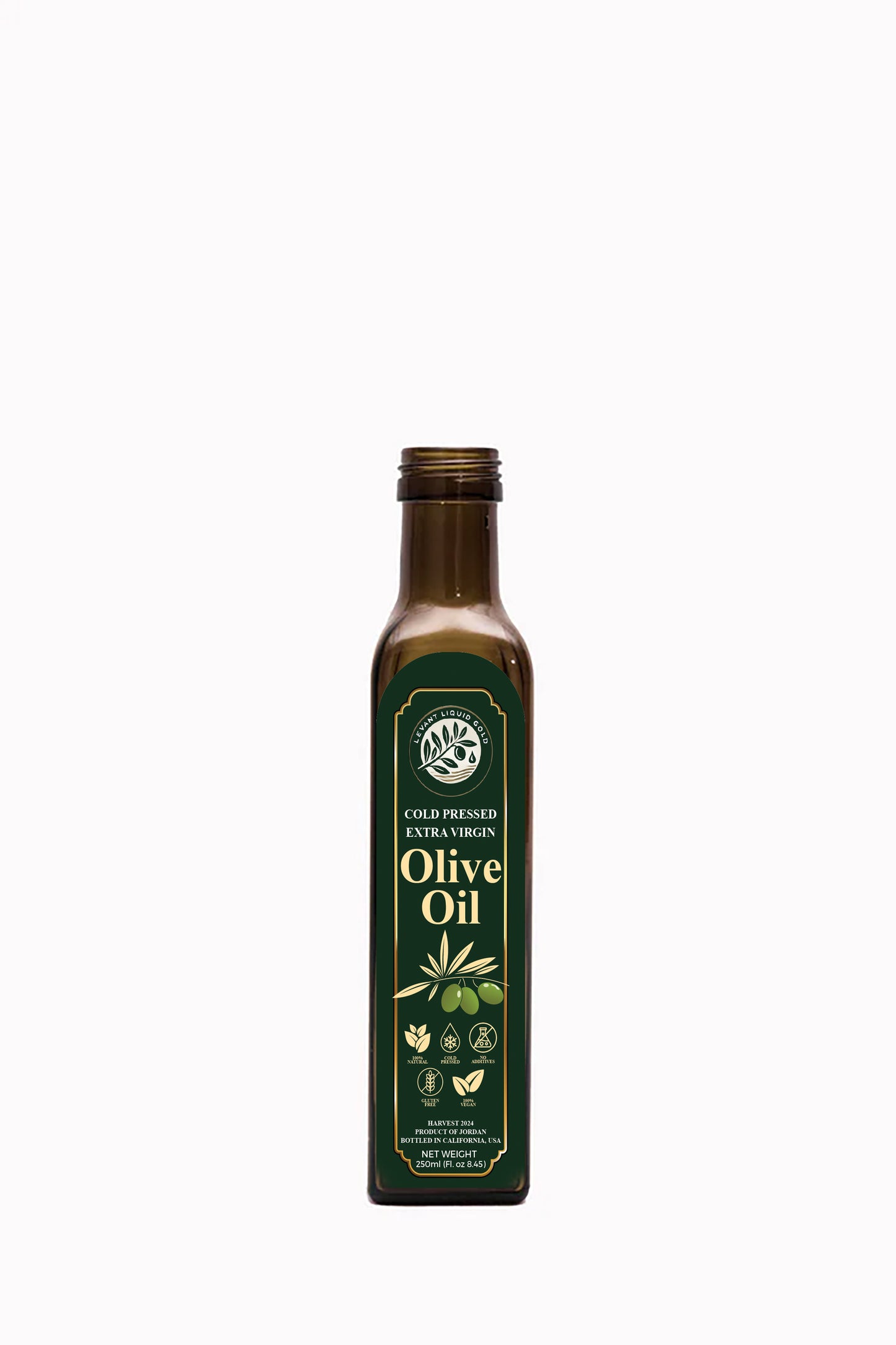 Premium Levantine Extra Virgin Olive Oil – Cold Pressed, Organic, 250mL – Jordanian Maysar Olives