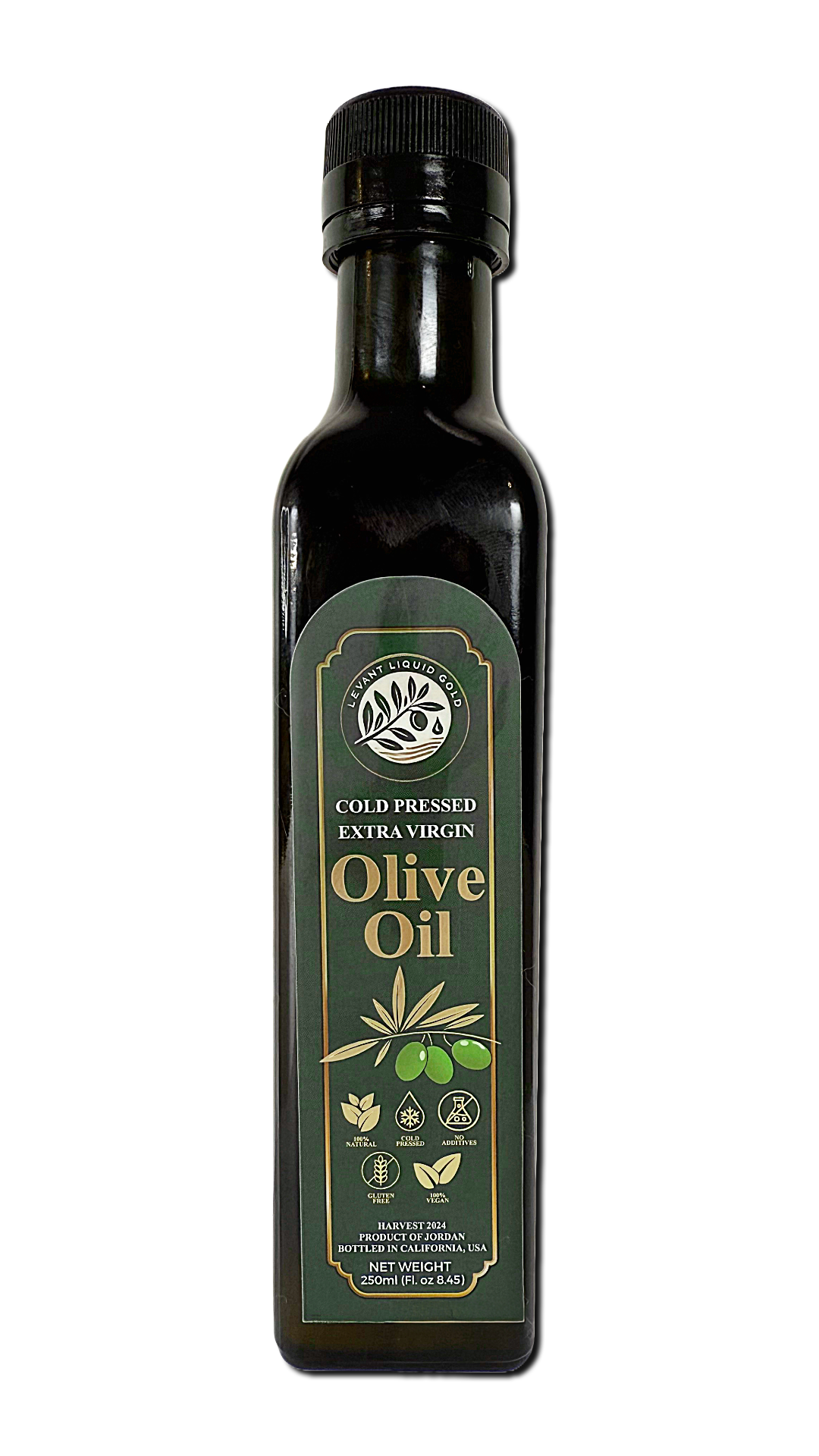 Premium Levantine Extra Virgin Olive Oil – Cold Pressed, Organic, 250mL – Jordanian Maysar Olives