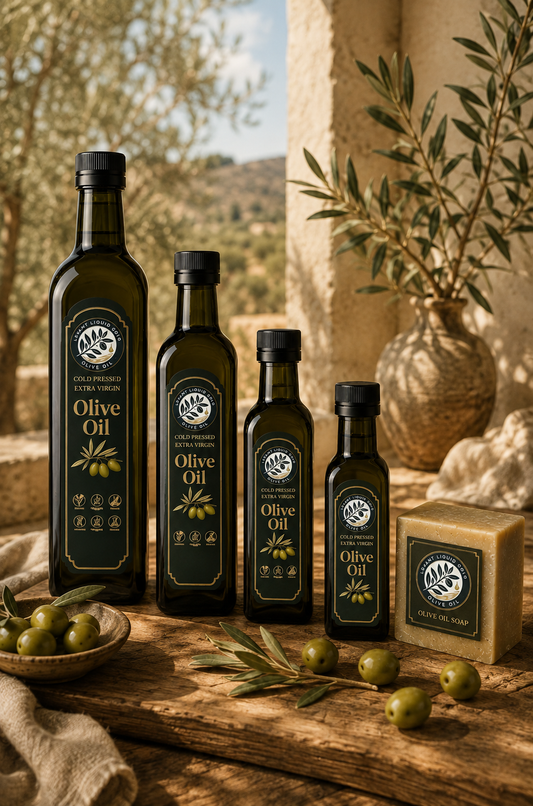 Ancient Jordanian Olive Oil Gift Set | Cold Pressed EVOO + Olive Oil Soap | Ajloun Jordan | Taster Kit to Full Collection