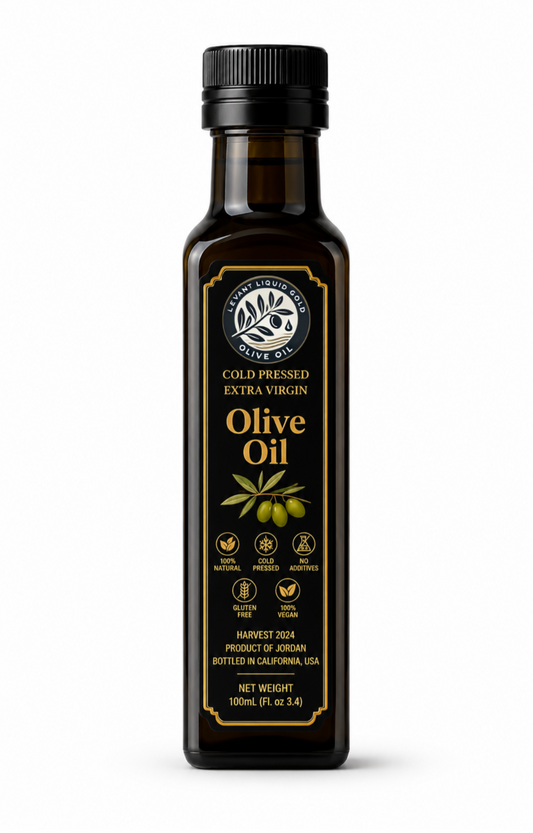 Levant Liquid Gold | Jordanian Extra Virgin Olive Oil 100mL | Cold Pressed Organic EVOO | Ajloun Jordan