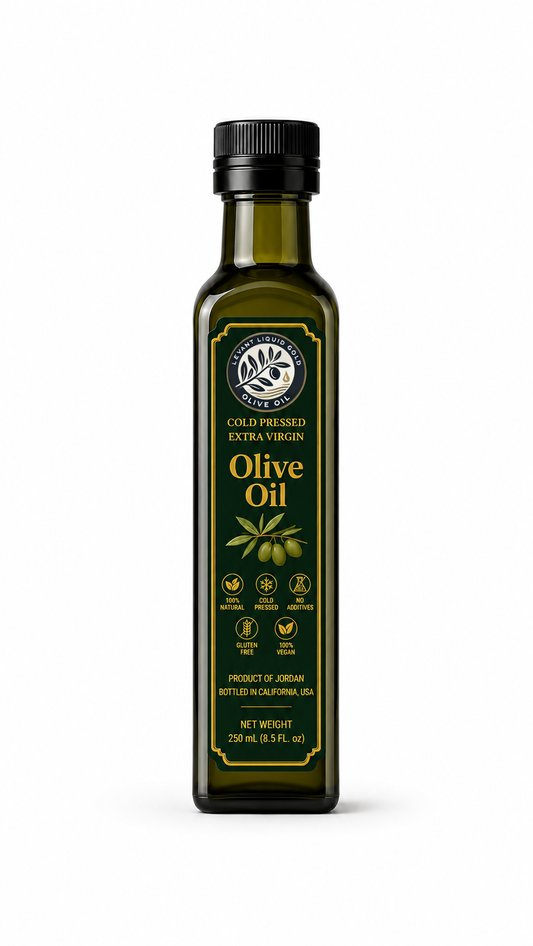 Levantine Jordanian Extra Virgin Olive Oil – Cold Pressed, Organic, 250mL – Ajloun Mehras olives, organic EVOO