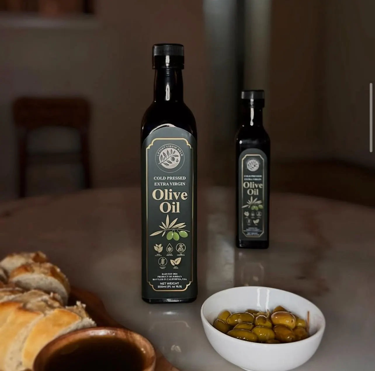 Ancient Jordanian olive oil gift set by Levant Liquid Gold including cold-pressed EVOO and olive oil soap from Ajloun Jordan.