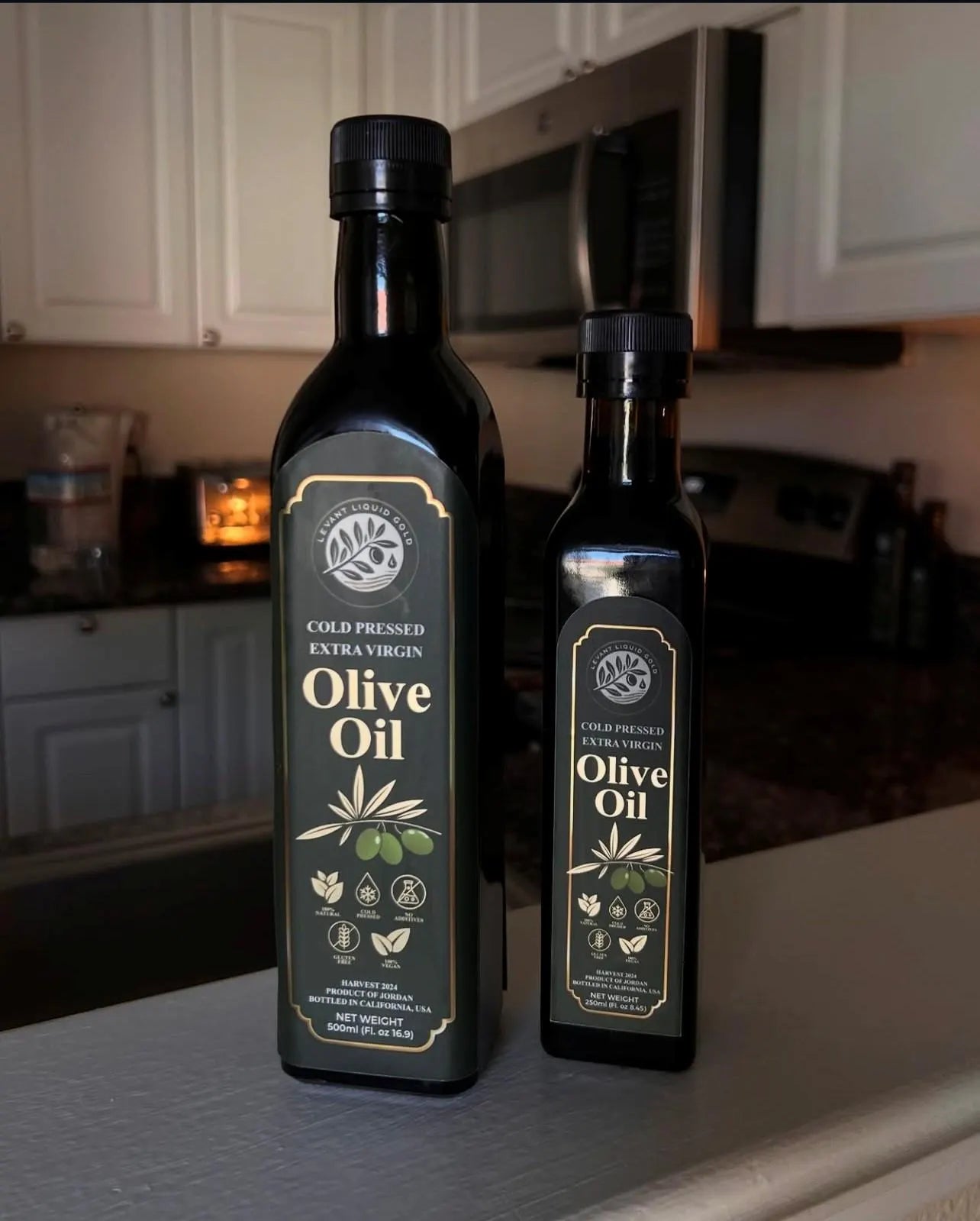 Ancient Jordanian olive oil gift set by Levant Liquid Gold featuring cold-pressed EVOO and olive oil soap from Ajloun Jordan.