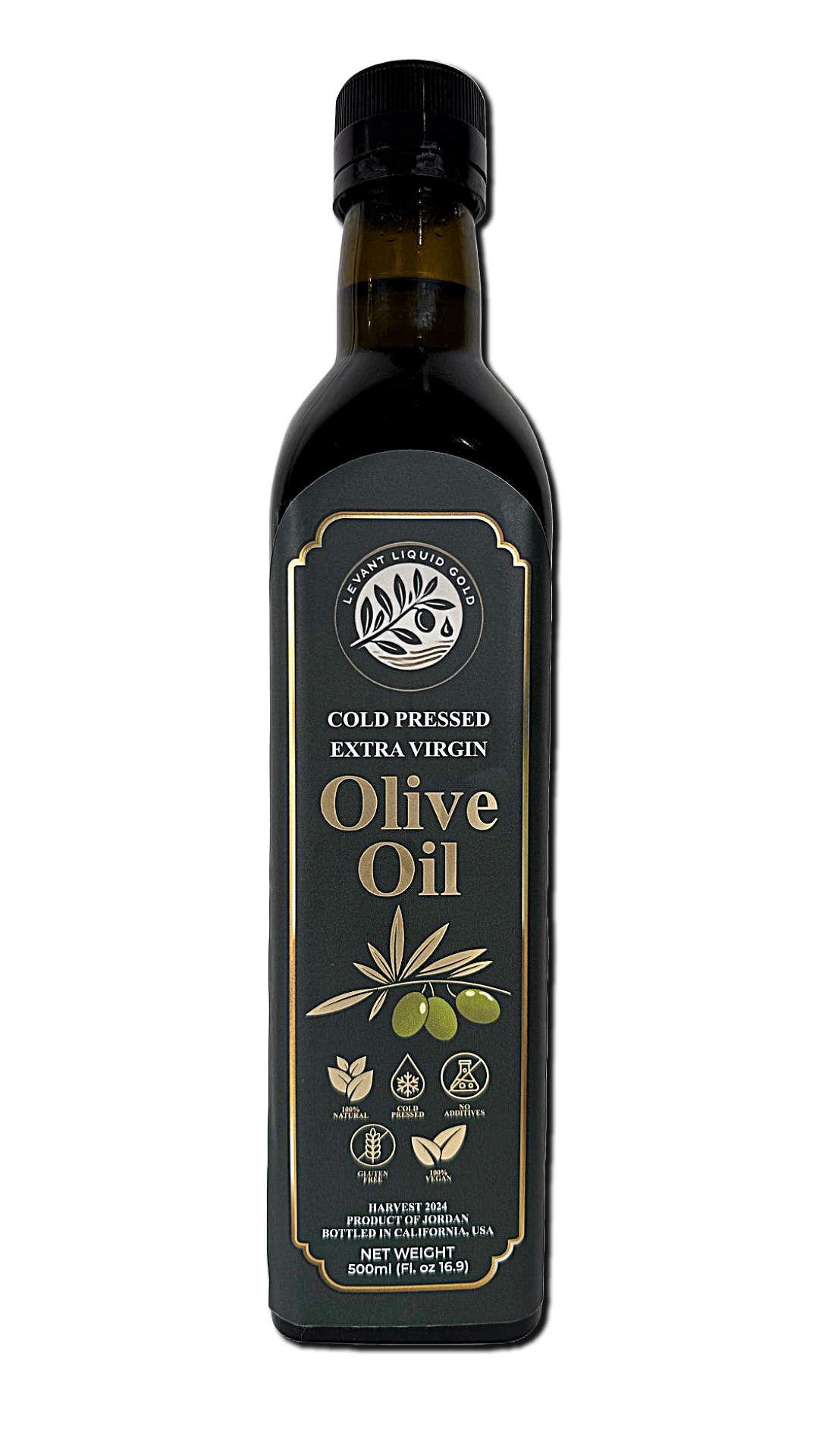 Premium Levantine Extra Virgin Olive Oil – Cold Pressed, Organic, 500mL – Jordanian Maysar Olives